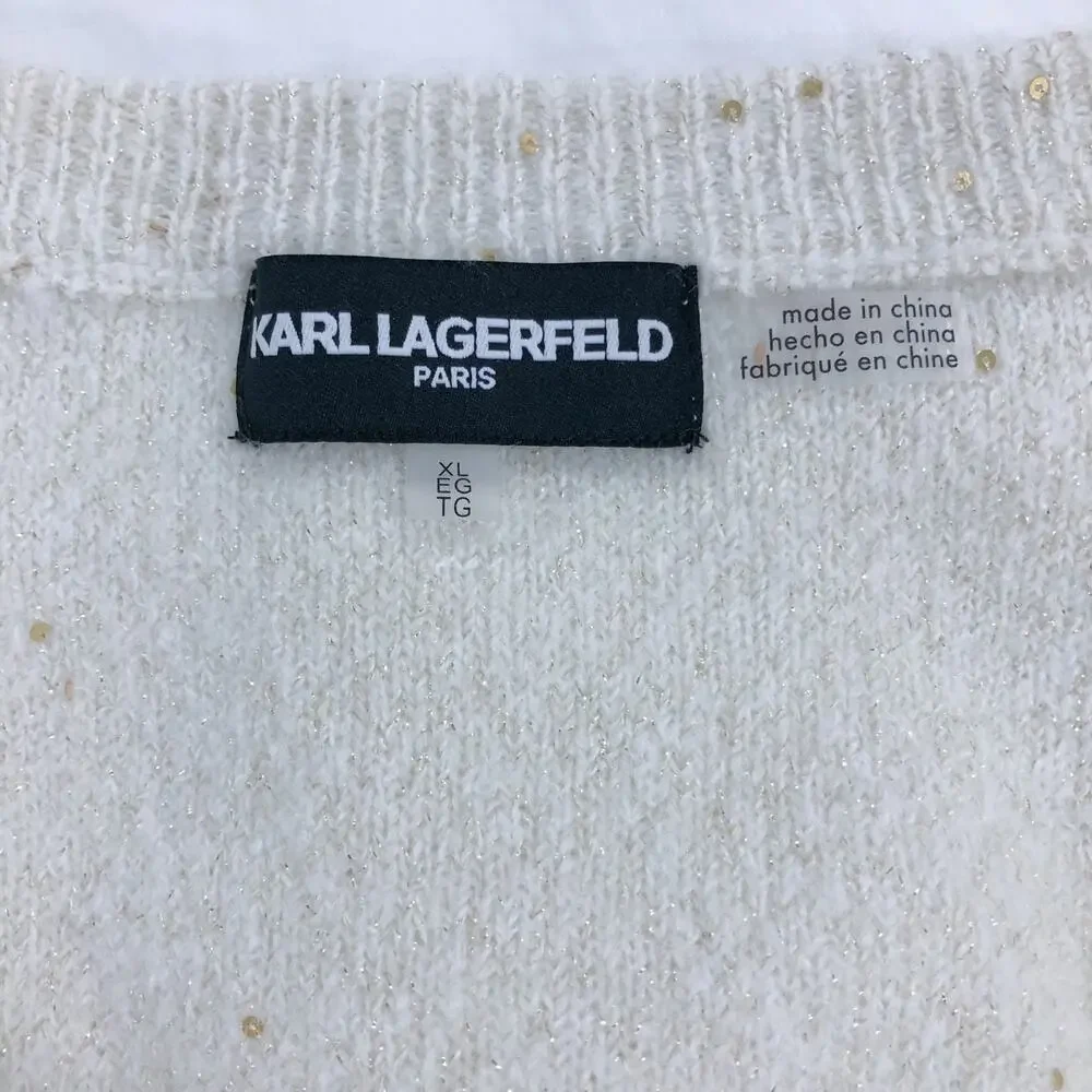 Karl Lagelfeld Paris Sparkle V-Neck Sweater